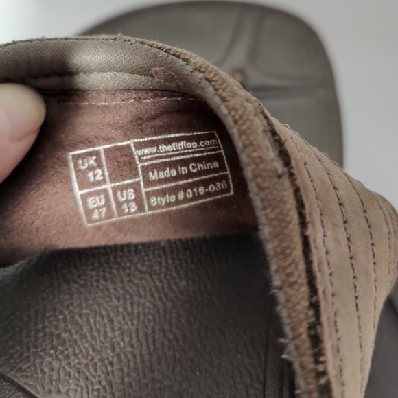 Fitflop Brown Leather Sandals Flip Flops Men's Sz 13 - Picture 8 of 10